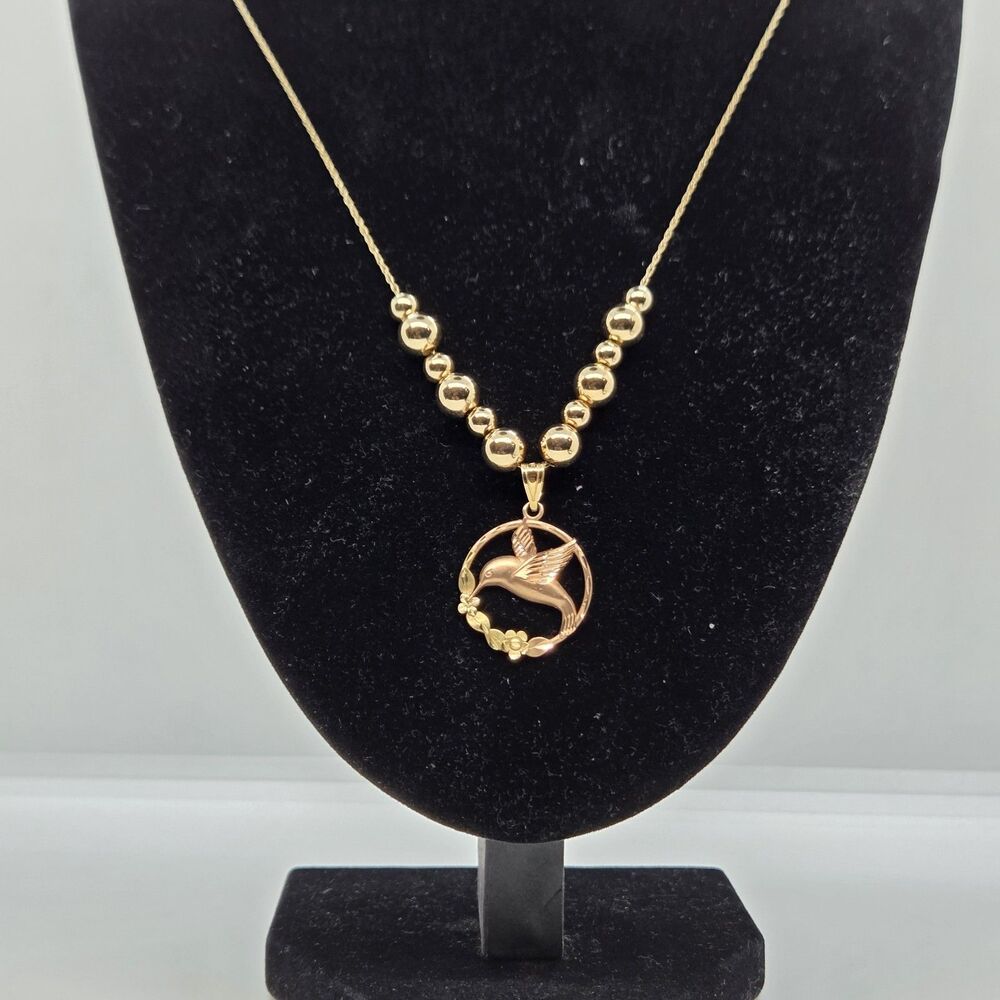14k Yellow & Rose Gold Mark Anthony Hummingbird Pendant Add a Bead 14k Necklace